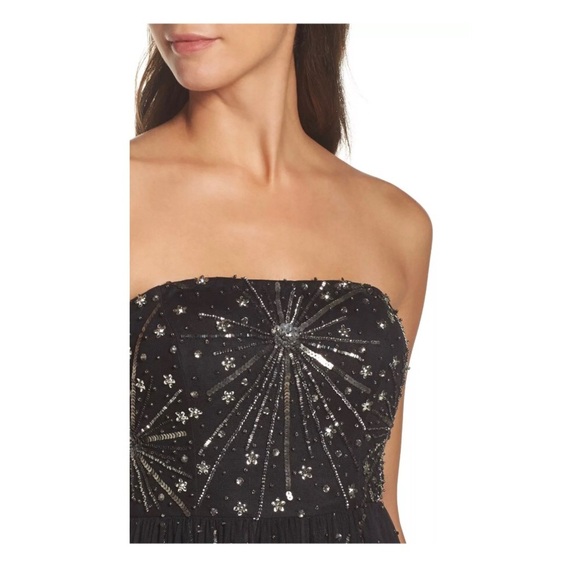 NWT $349 Adrianna Papell Embellished‎ Strapless Mesh Gown [ SZ 6 ] - Picture 3 of 6